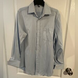 Men's Light Blue and White Striped Dress Shirt (French Cuff)